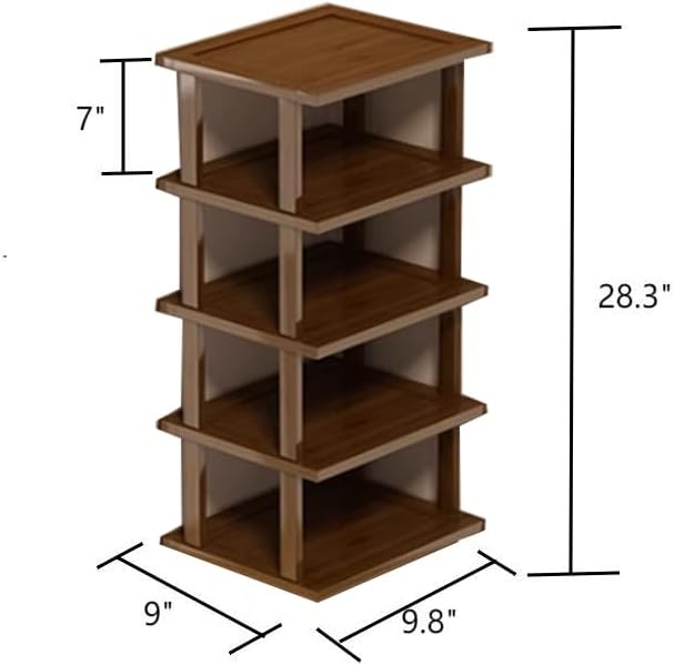 Bamboo Vertical Shoe Rack for Entryway,Narrow Shoe Rack Stackable,Minimalist Shoe Storage,5 Tier Brown Standing Shoe Organizer for Garage Corner Bedroom Hallway(Brown,5-Tier)