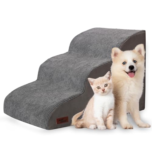 Dog Stairs for Small Dogs and Cats,3-Step Pet Ramp for Bed - Image 2
