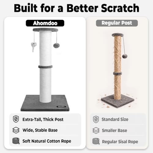 34-Inch Tall Cat Scratching Post for Large Cats, Gray - Image 6