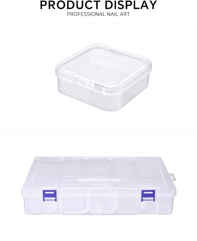 Bead Storage Box Clear Plastic Organizer Containers with Hinged Lids for Bracelet Making Nail Art Seed Beads Stack Craft Case Travel-Friendly Design (45pcs)