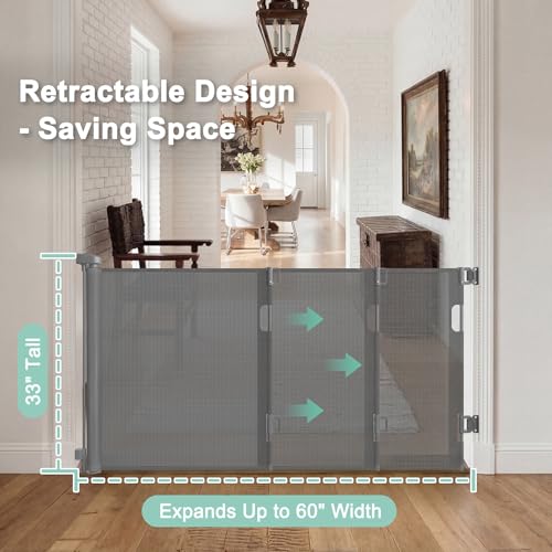 Retractable Dog Gate for Doorways, Indoor/Outdoor Safety - Image 3