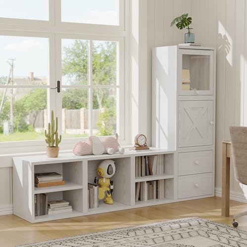 FUSUNBAO Magic DIY Cube Storage Organizer Stackable Cubes for Home Books Clothes Toy-Modular Cubby Storage System-Office Cubical-Bookcase Closet (Pure White-Washed, Drawer Cube) - Image 7