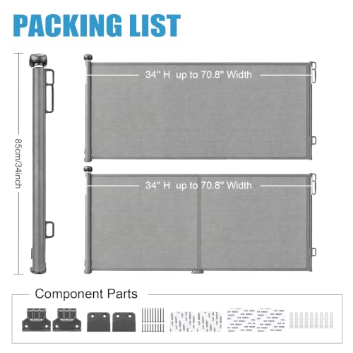 Retractable Dog Gate, 70.8" Wide × 34" Tall Mesh Pet Gate - Image 3