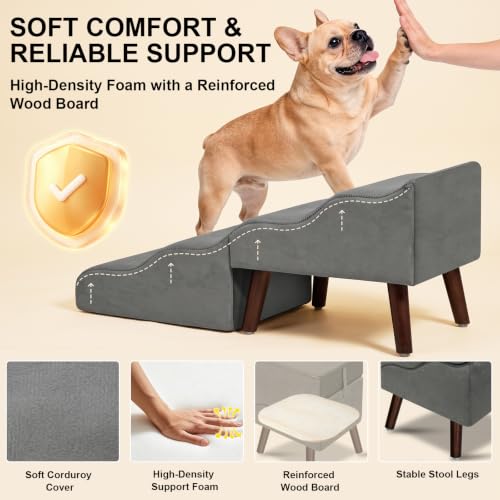 Dog Stairs for Small Dogs, 14.9" H 2-in-1 Foldable Pet - Image 6