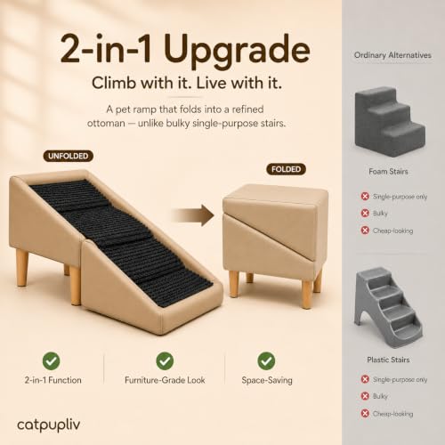 Dog Ramp Ottoman, Foldable Dog Stairs for Couch, Small Dogs - Image 3