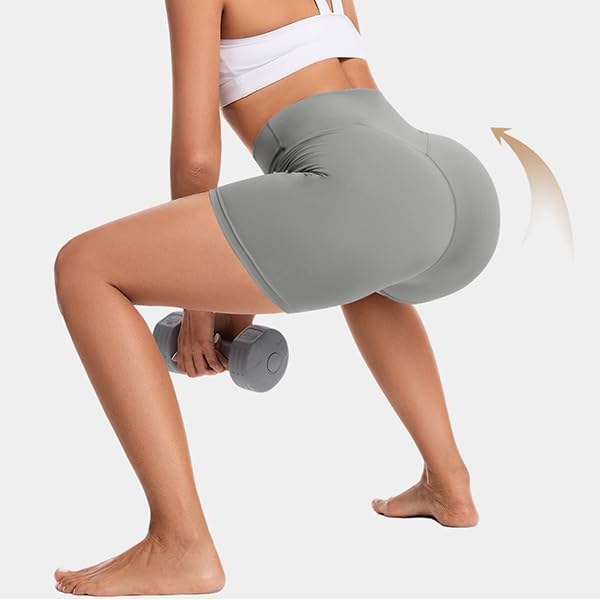 MOREFEEL 3 Pack Workout Gym Shorts Women-5" Seamless Butt Lifting Tummy Control Plus Size Seamless Booty Biker Shorts
