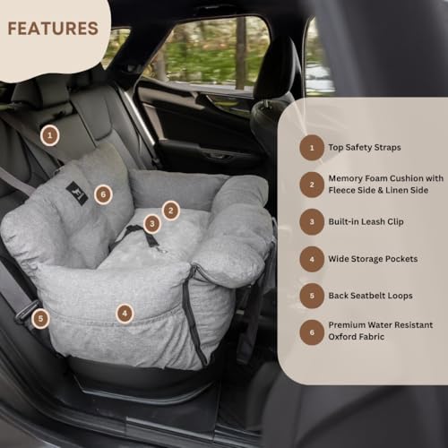 JACKO & CO - Premium Dog Car Seat for Small Dogs 1-25lbs (Beige Small)