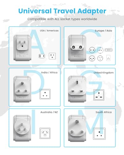 VINTAR Universal Travel Adapter Kit, Type A,C,G,D,I, - Image 3
