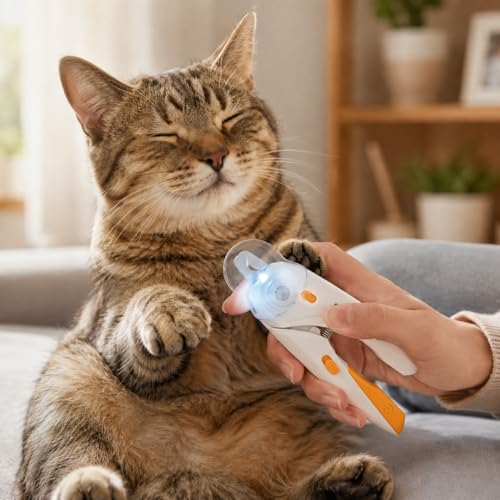 Cat Nail Clipper & Small Dog Nail Clippers with LED Light - Illuminates Nails & Bloodline for Safe, Easy Trimming - Extra Sharp, Avoid Over-Cutting - Essential Cat Supplies, White - Image 3
