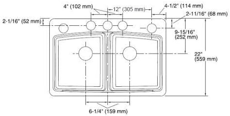 KOHLER 5846-5U-96 Brookfield Under-Mount Double-Equal Bowl Kitchen Sink with 5 Oversized Faucet Holes, Biscuit