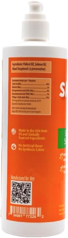 Vetr Norwegian Salmon Oil for Dogs & Cats, 16.9 oz Squeeze Bottle - Pure Wild-Caught Omega-3 Fish Oil Liquid Supplement - Supports Healthy Skin & Shiny Coat