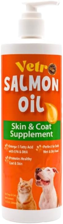 Vetr Norwegian Salmon Oil for Dogs & Cats, 16.9 oz Squeeze Bottle - Pure Wild-Caught Omega-3 Fish Oil Liquid Supplement - Supports Healthy Skin & Shiny Coat