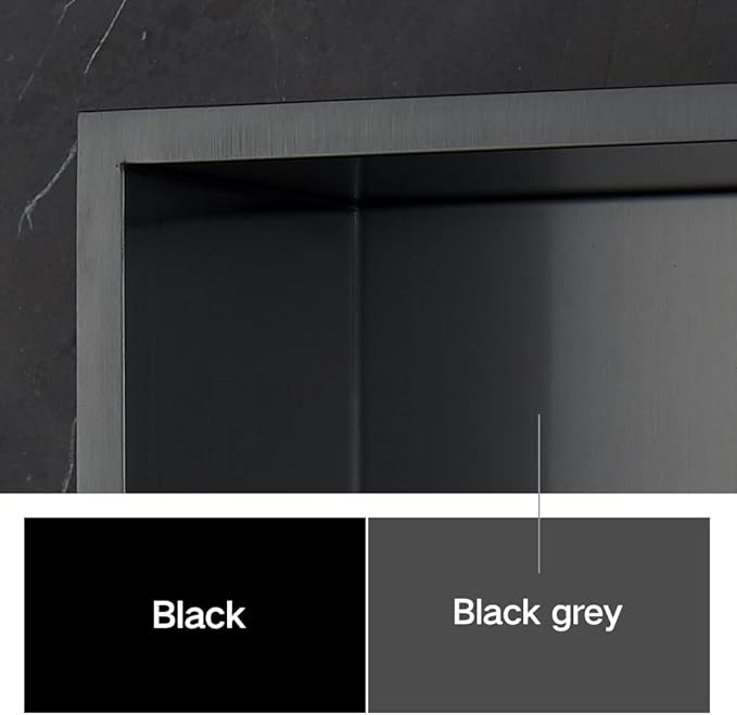 Shower Niche, 14"x14" No Tile Needed, The Insert Storage Square Shower Shelf is Easy to Install, Stainless Steel, Black grey