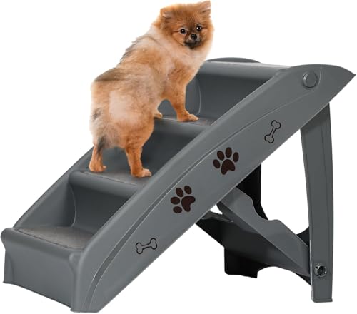 Folding Dog Stairs for Small Dogs & Cats - 20" H 4-Step - Image 2