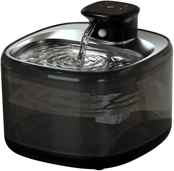 Cordless Cat Water Fountain - Automatic Cat Water Fountain Wireless Dog Water Dispenser with Replacement Filters, Gifts for Christmas, Cats, Dogs, Multiple Pets (Black)