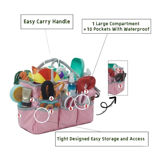 Pet Grooming Bag, Dog Grooming Organizer Tote with 10 Pockets - Image 4