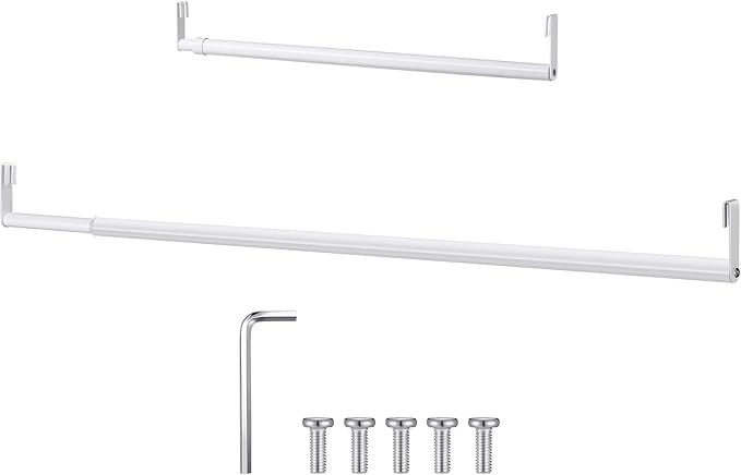 Expandable Closet Rod for Wire Shelf Hanging Clothes Adjustable Heavy Duty Closet Hanging Rod Extender Heavy Duty Hanger Bar Metal Poles for Wardrobes Hanger, 1 Pack (24-41 Inch,White)