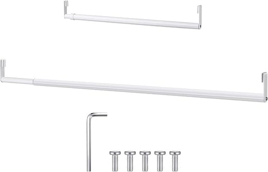 Expandable Closet Rod for Wire Shelf Hanging Clothes Adjustable Heavy Duty Closet Hanging Rod Extender Heavy Duty Hanger Bar Metal Poles for Wardrobes Hanger, 1 Pack(36-60 Inch,White)