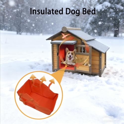 Insulated Dog House for Small Dogs, Weatherproof Wooden - Image 4