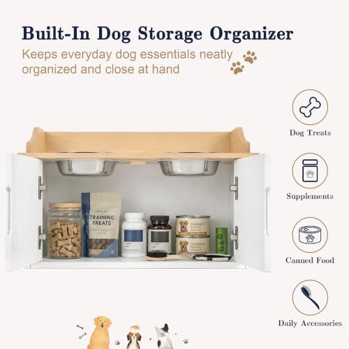 Elevated Dog Bowls with Storage, Dog Food Storage and Feeder - Image 4