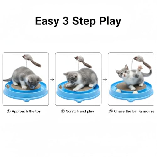 Interactive Cat Scratcher Toy with Ball Track, Gray - Image 5