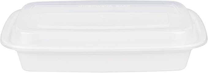 Restaurantware-Asporto 24 Ounce Take Out Containers, 100 Food Containers With Lids - Microwavable, Disposable, White Plastic To Go Boxes For Food, No BPA, For Take Out And Delivery