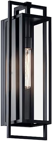 Kichler Goson 24" Outdoor Wall Light in Black, 1-Light Modern Exterior Wall Lantern with Clear Glass for Porch, Patio, Garage, (24" H x 8" W x 7" L), 59089BK
