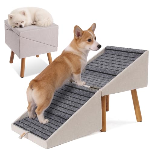Dog Stairs for Small Dogs, 2-in-1 Dog Safety Ramp and Ottoman - Image 2