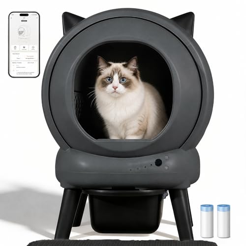 Waste Bags for Self-Cleaning Cat Litter Box, Replacement Waste Bags for Cat Litter Box Liners, Heavy-Duty Dual Drawstring, Leakproof Trash Bags for Litter Box Drawers, 6 Rolls (120 Bags)