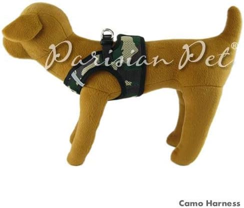 Parisian Pet Step in Dog Harness - Adjustable Freedom Harness - Green Camo Dog Vest Harness - 100% Mesh Fabric Cooling Dog Harness - Idle for Outdoor Adventures - Dog Harness Medium Sized Dog - M