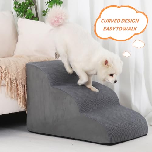 Dog Stairs for Small Dogs and Cats,3-Step Pet Ramp for Bed - Image 6