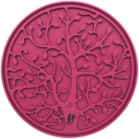 B The Boleo Shop Tree Design Lick Mat for Dogs and Cats, Slow Feeder, Anxiety Relief, Improve Grooming Session, Dog Toy to Keep Busy (Pink)