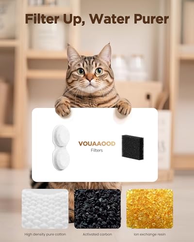 VOUAAOOD Cat Water Fountain Filters: 12 Cat Fountain | Pet Essentials - Image 3