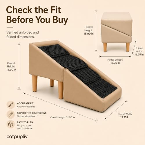 Dog Ramp Ottoman, Foldable Dog Stairs for Couch, Small Dogs - Image 6