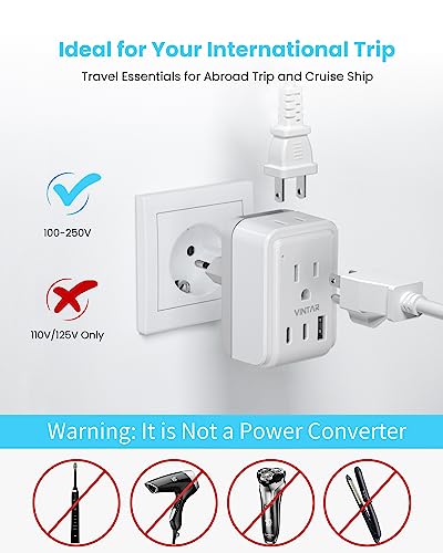 VINTAR Universal Travel Adapter Kit, Type A,C,G,D,I, - Image 7