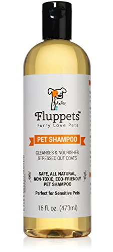 Certified Organic Pet Shampoo Natural Hypoallergenic Non Toxic For Sensitive Itchy Skin For Dogs, Cats, Puppies, Guinea Pigs and Rabbits. Concentrated Formula 16 Ounce
