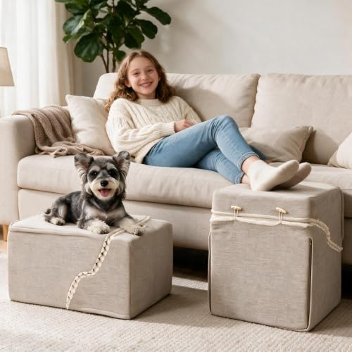 Dog Stairs for Small Dogs,2 in 1 Transformable 4-Step Pet Stairs - Image 3