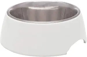 Loving Pets - Retro Bowl Dog Food Water Bowl No Tip Stainless Steel Elevated Pet Bowl No Skid Spill Proof (Large, White)