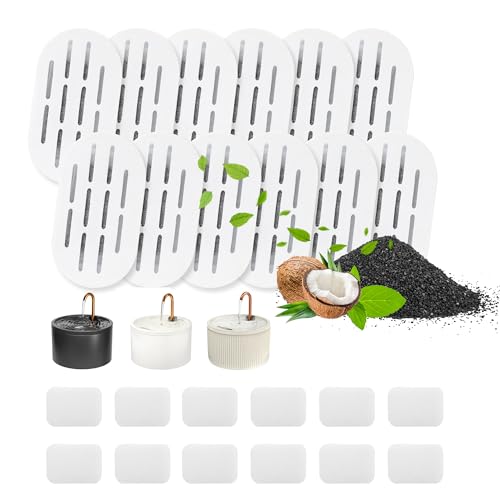 Ceramic Cat Water Fountain Filters, 12 Filters and 12 Sponges - Image 2