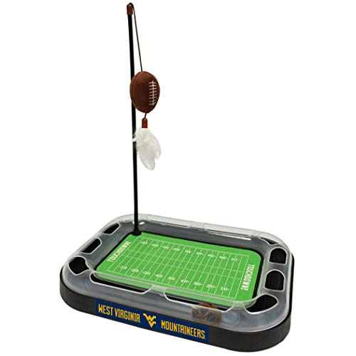 Pets First 5-in-1 Cat Toy: Scratcher, Wand, Plush Football & Feathers with Catnip & Interactive Cat Ball Bell
