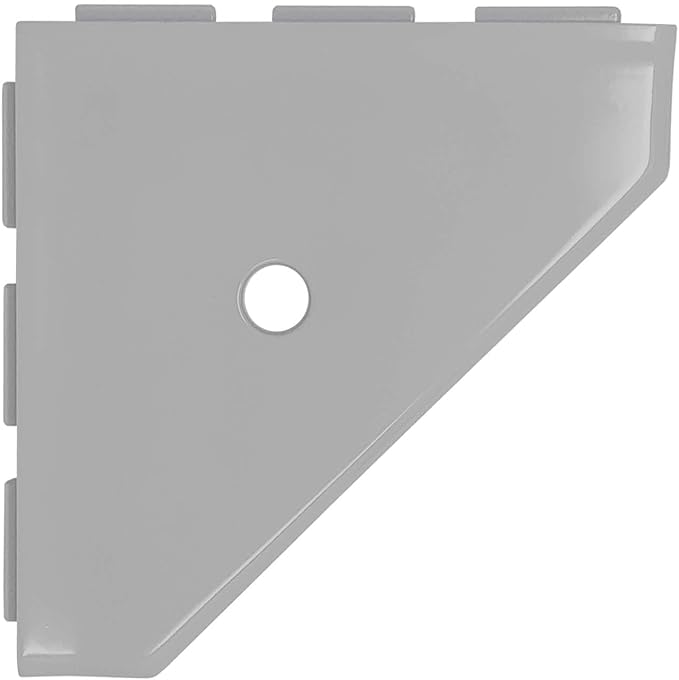 Questech 8" Corner Shower Shelf - Lugged for New Construction, Shower Organizer for Tiled Walls, Corner Caddy Soap Dish Bathroom Storage, Geo Lugged, Cool Gray Polished