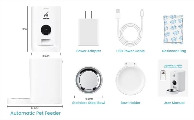 4L Automatic Pet Feeder - Smart Feeder for Cats & Dogs with 2K Camera, 2-Way Audio, App Control, Timer, and Dual Power. WiFi-Enabled, Programmable Feeding for a Healthier Pet Routine.
