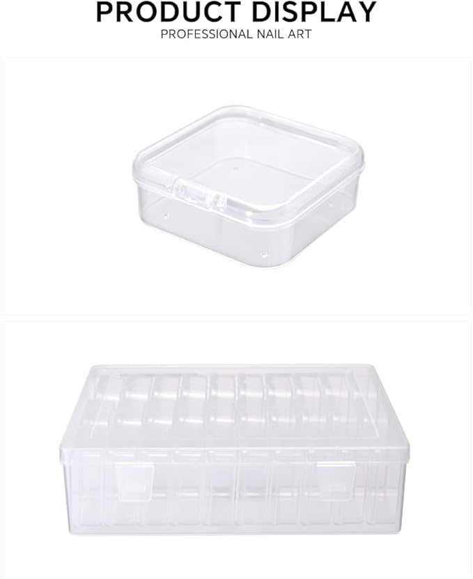 Bead Storage Box Clear Plastic Organizer Containers with Hinged Lids for Bracelet Making Nail Art Seed Beads Stack Craft Case Travel-Friendly Design (30pcs)