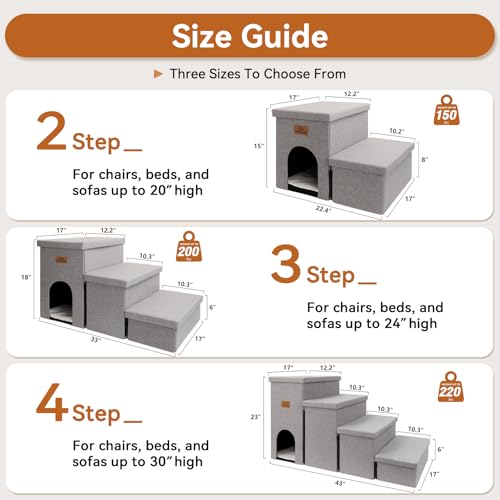 Zerbuger 2 Step Dog Stairs with Storage, 15" High Folding - Image 3