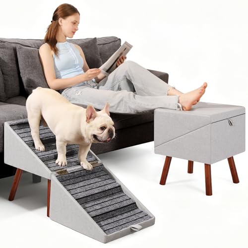 Dog Ramp for Couch Ottoman 2-in-1 Foldable Dog Stairs | Pet Essentials - Image 2