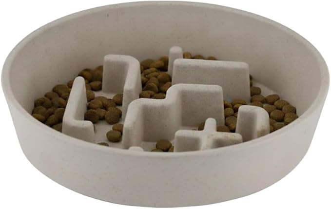 Sustainable Dog Slow Feeder Bowl – 27.7 OZ (820 ML) | Eco-Friendly Material, Dishwasher Safe | Suitable for Dry and Wet Food | Durable and Easy to Clean | Off White