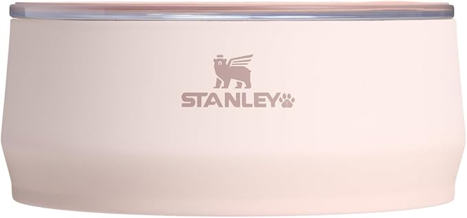 STANLEY Pet Bowl | 3-Cup (24 oz) Insulated Stainless Steel Dog & Cat Bowl | Splash-Resistant Lid | Dishwasher Safe | BPA-Free | Rose Quartz