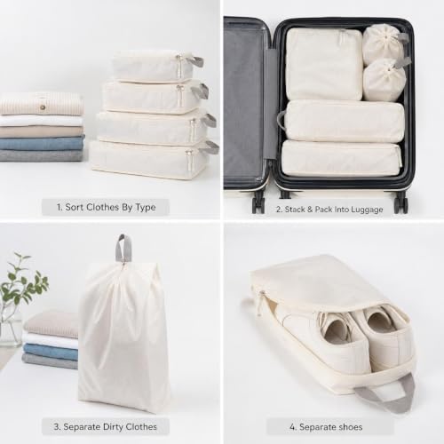 8 Set Packing Cubes for Travel with Shoe & Dirty Clo | Travel Essentia - Image 6