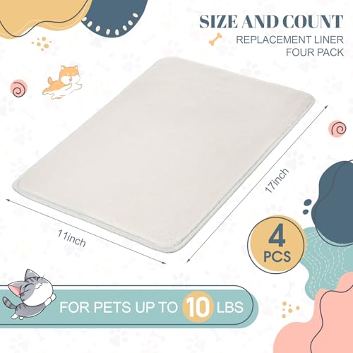 Drydiet 4 Pcs Cat Carrier Pad Reversible Liner, Beige, 17 x 11 Inch - Image 3