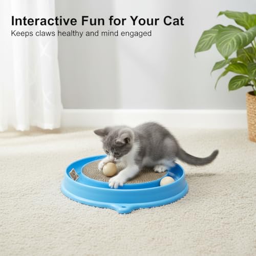Interactive Cat Scratcher Toy with Ball Track, Gray - Image 4
